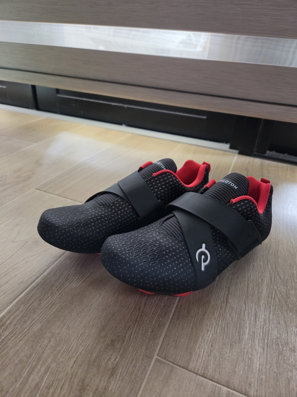 Peloton Women's Black Cycling Shoes with Red Lining